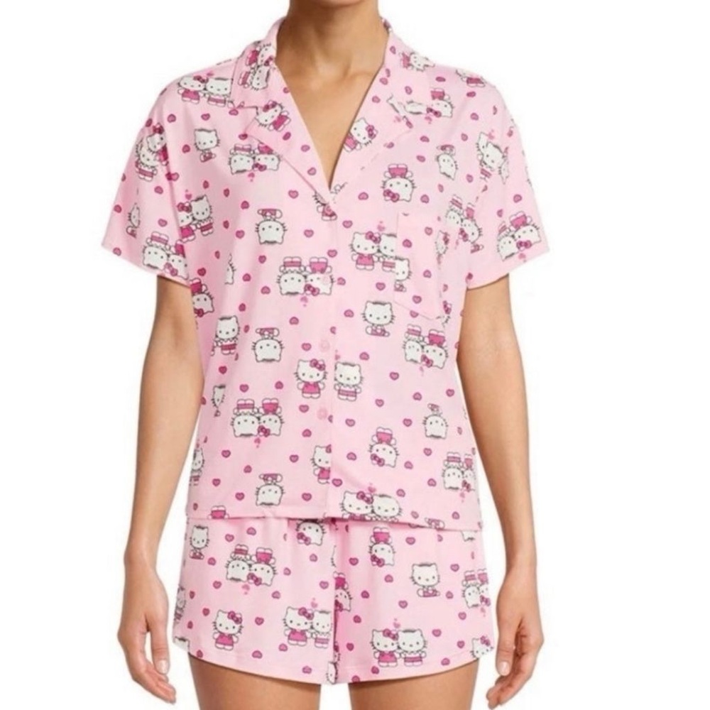 Hello Kitty Dear Daniel pink heart pajama set sz M